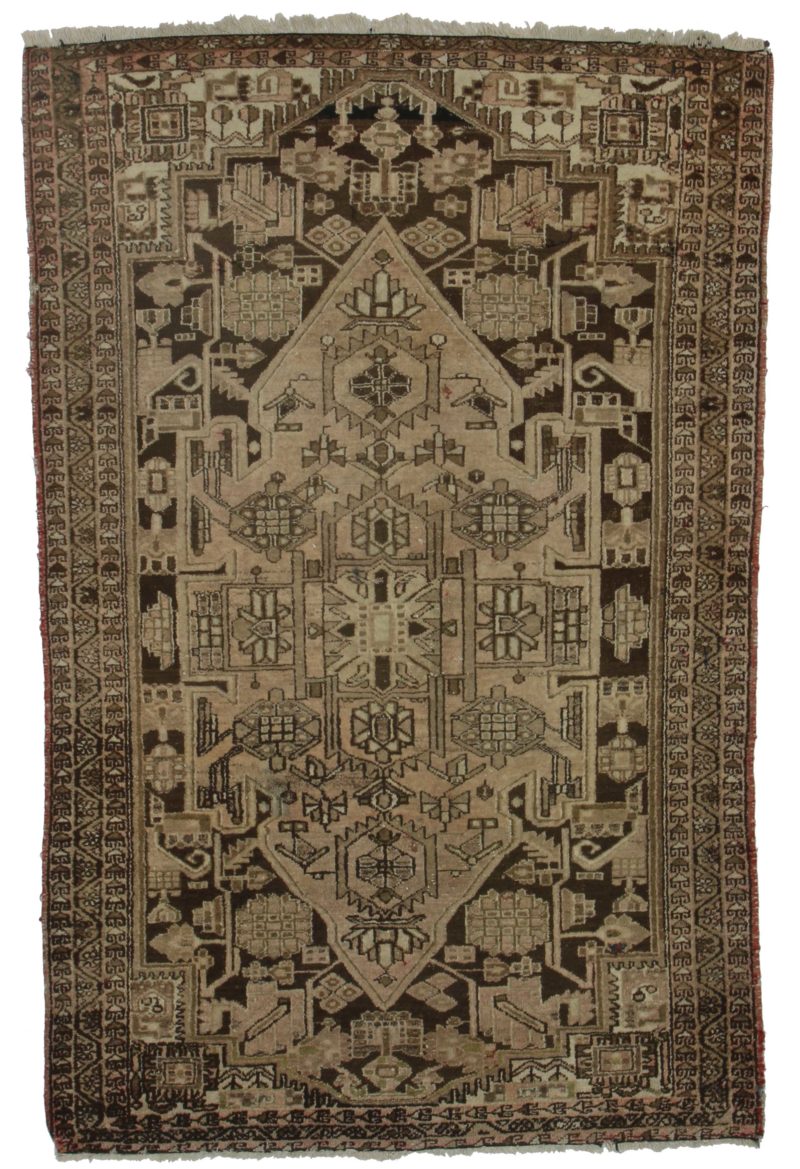 4 x 6 Brown Antique Persian Hamedan Rug 394