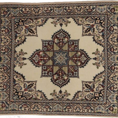 Persian Nain Wool-Silk 3x3 Oriental Rug 8982