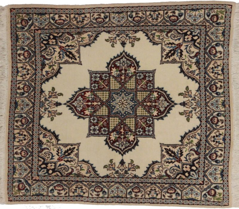 Persian Nain Wool-Silk 3x3 Oriental Rug 8982