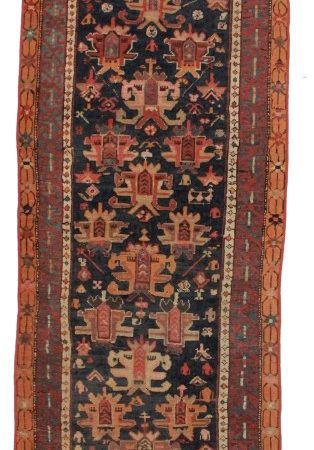 Antique Russian 3x11 Wool Caucasian Runner 1925