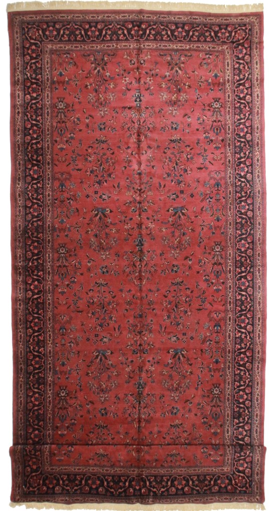 Turkish Sarouk 10 x 23 Wool Oriental Rug 3730