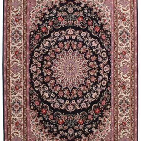 Signed Silk-Wool Vintage Persian Isfahan 7 x 10 Area Rug 14143