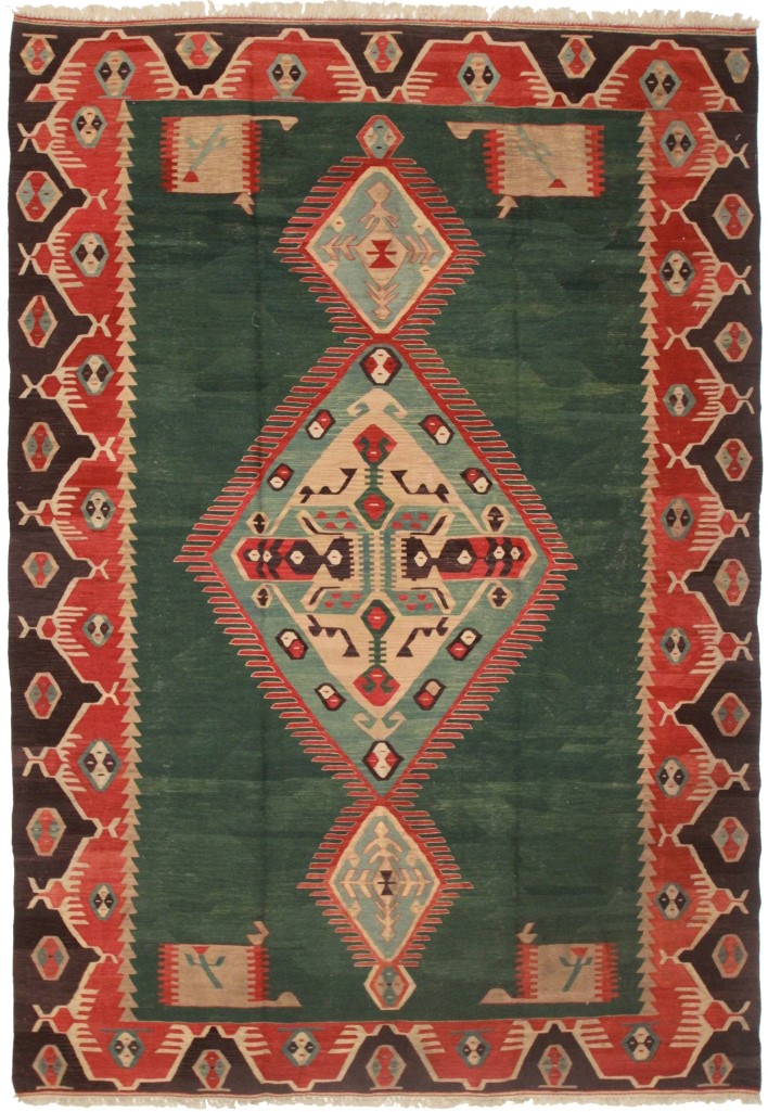 Vintage Turkish Wool Kilim 8 × 12 Area Rug 10358