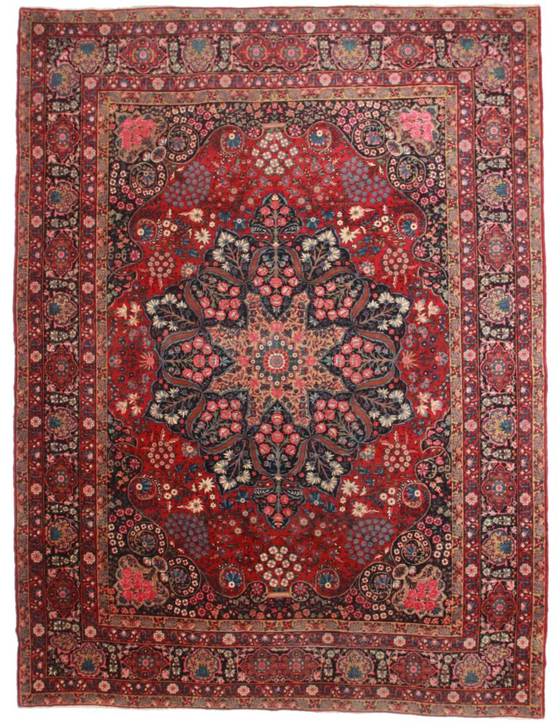 10 x 14 Antique Persian Yazd Rug 11940