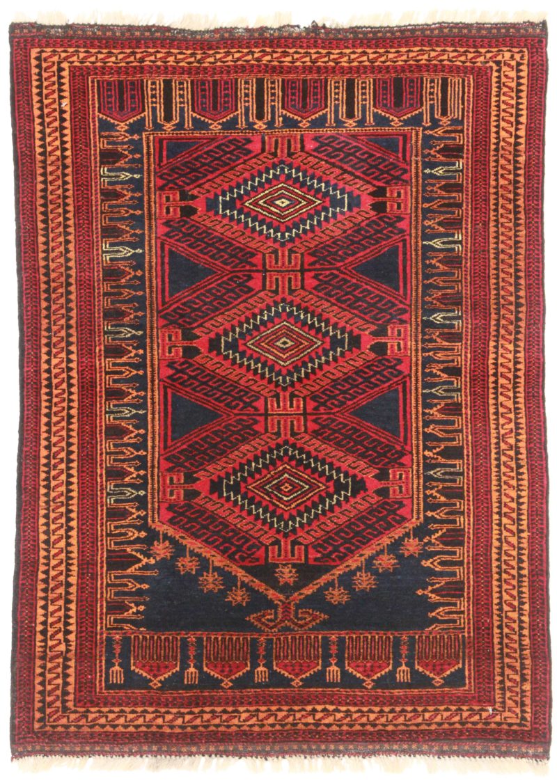 3 x 4 Vintage Afghan Turkmen Wool Rug 9321