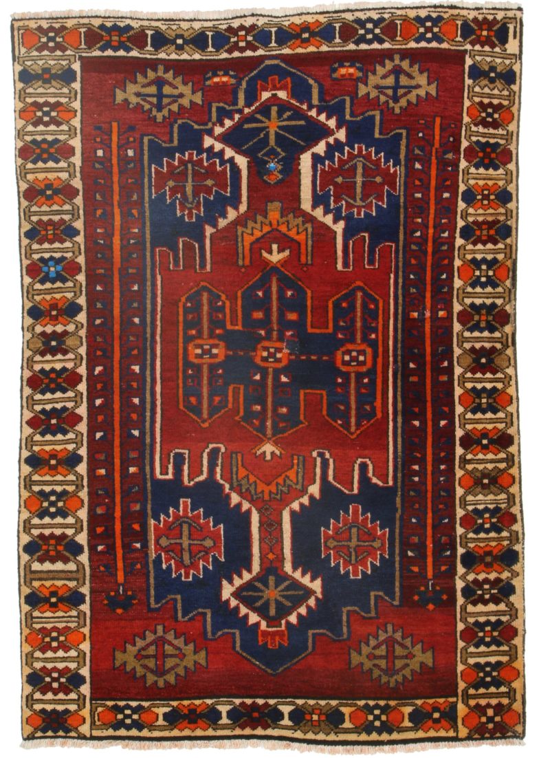 4 x 6 Antique Persian Hamedan Wool Rug 9881