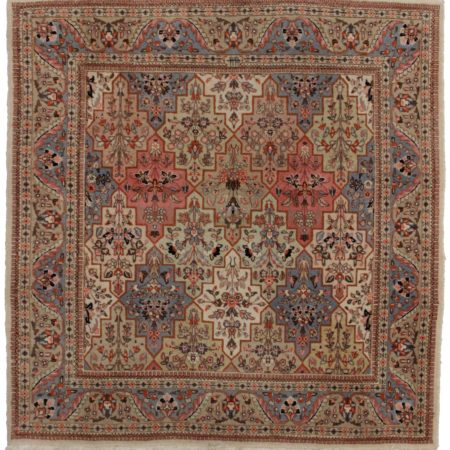 5 x 5 Square Vintage Persian Tabriz Wool Rug 14226