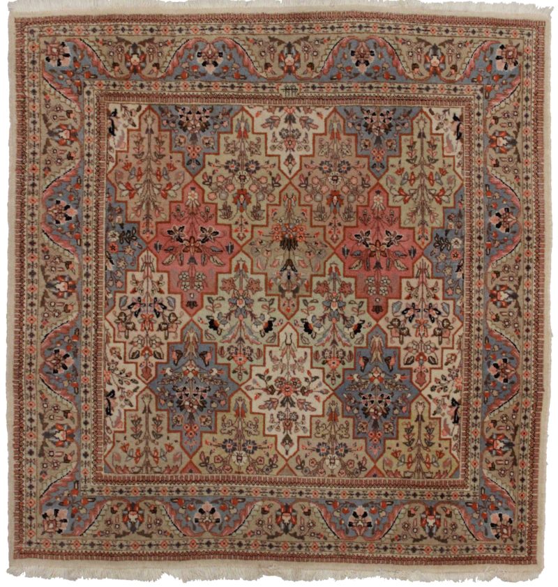 5 x 5 Square Vintage Persian Tabriz Wool Rug 14226
