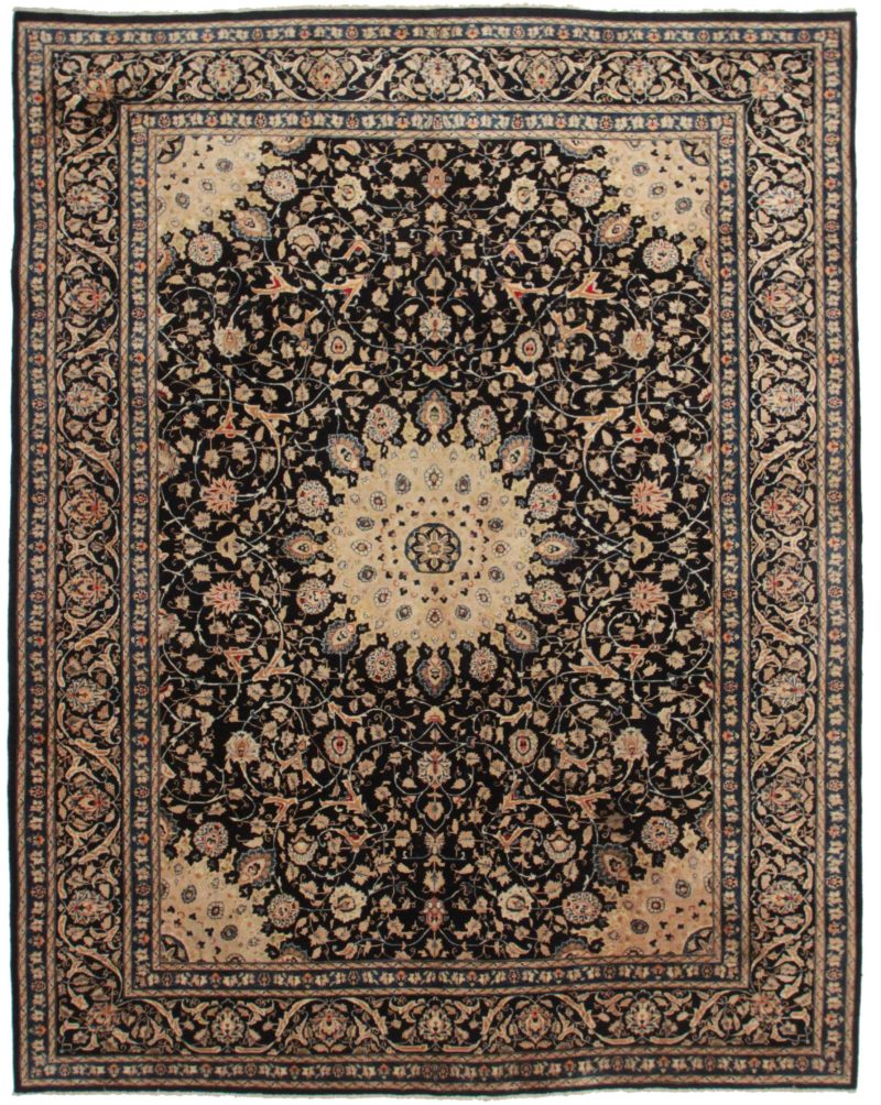 Silk Wool Square Persian Kashan Rug 14294