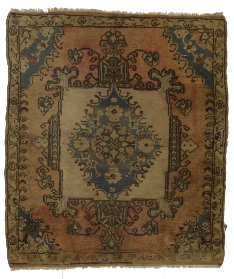 Square Antique Turkish Wool Rug 14277