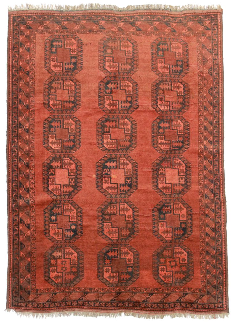 6 x 9 Vintage Hand Knotted Wool Turkman Rug 9292