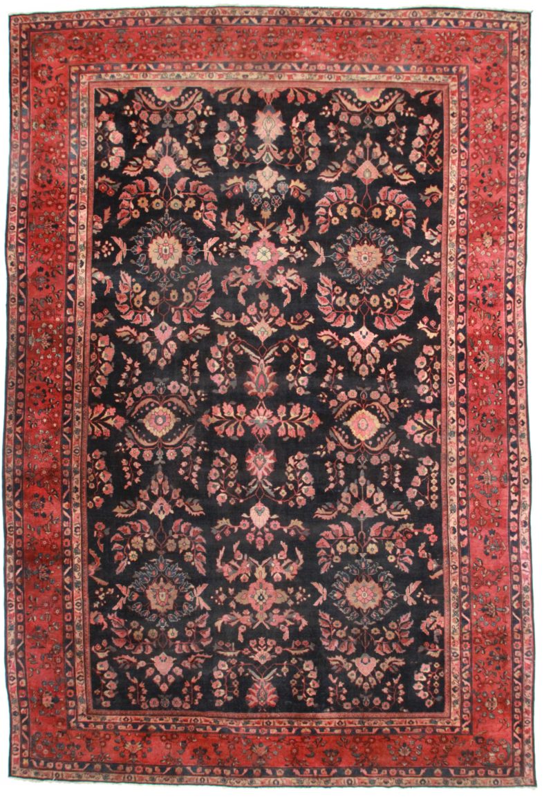 12′5″ × 18′7″ Antique Hand Knotted Wool Persian Mahal Rug 11305