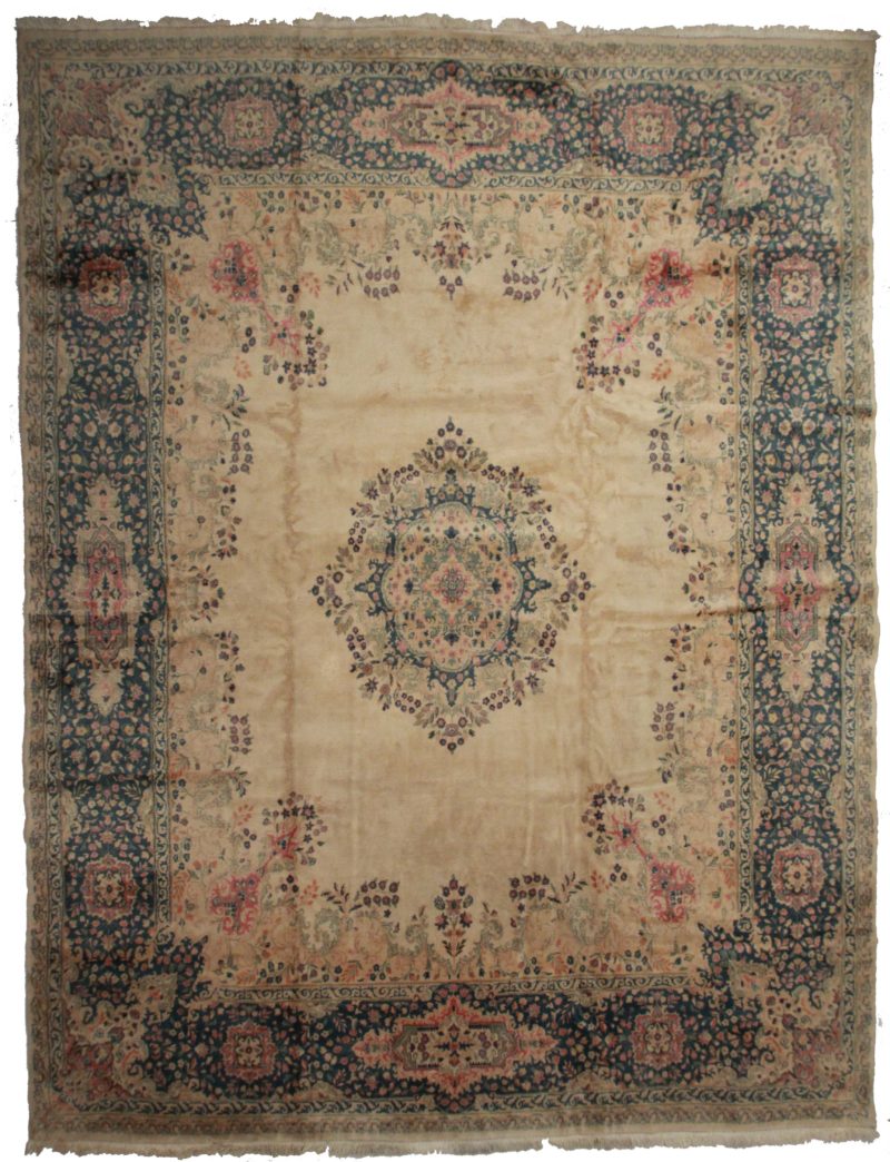 12′4″ × 16′2″ Persian Vintage Hand Knotted Wool Kerman Rug 14217
