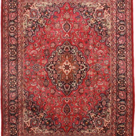 8'10" x 10'10" Hand Knotted Wool Persian Mashad Rug 12113