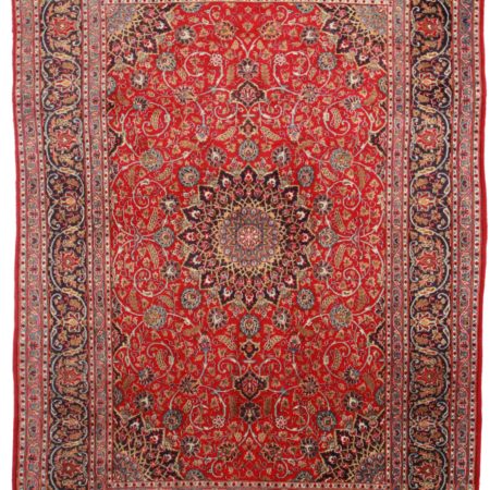 7'8" x 11'4" Hand Knotted Persian Kashan Rug 12114