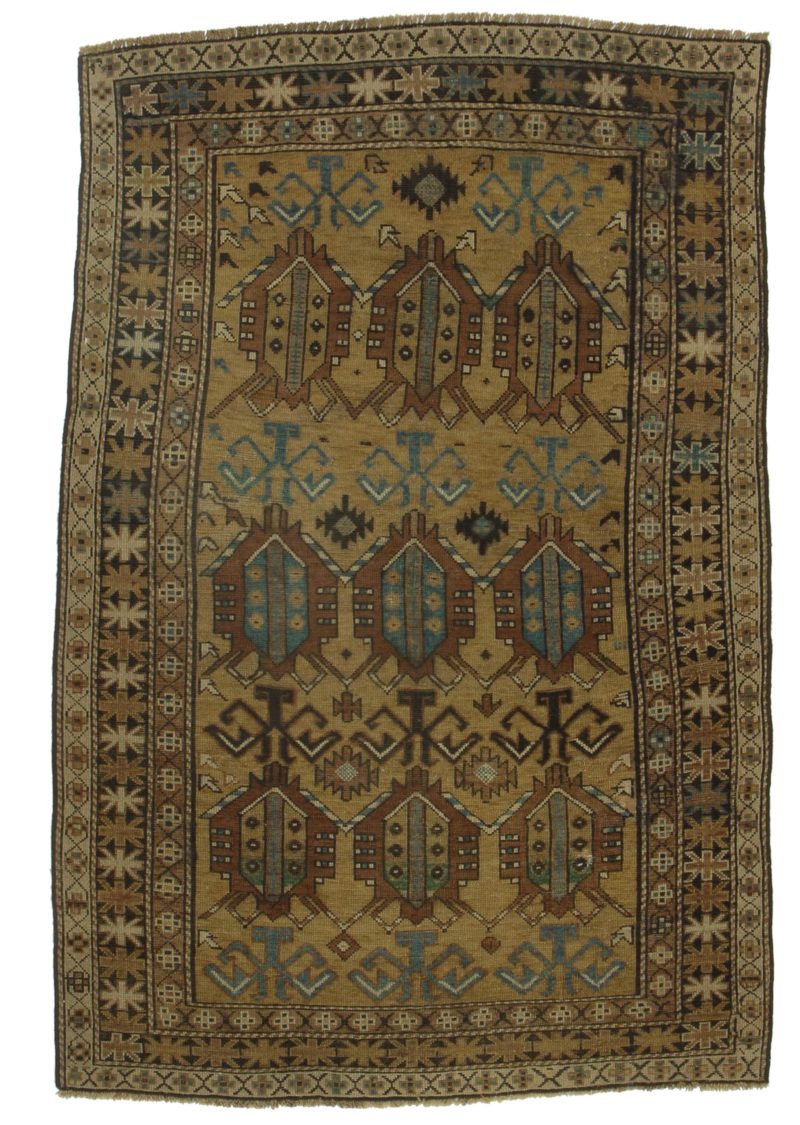 3'10" x 5'9" Antique Hand Knotted Russian Caucasian Rug 10462