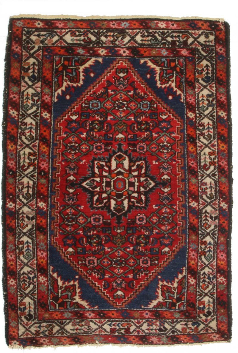 3'5" x 4'11" Vintage Hand Knotted Wool Persian Hamedan Rug 14419