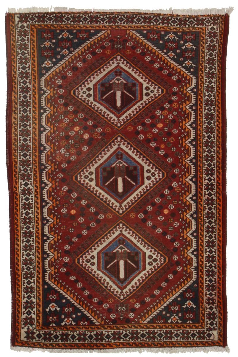 4'5" x 6'8" Hand Knotted Wool Persian Shiraz Rug 9878